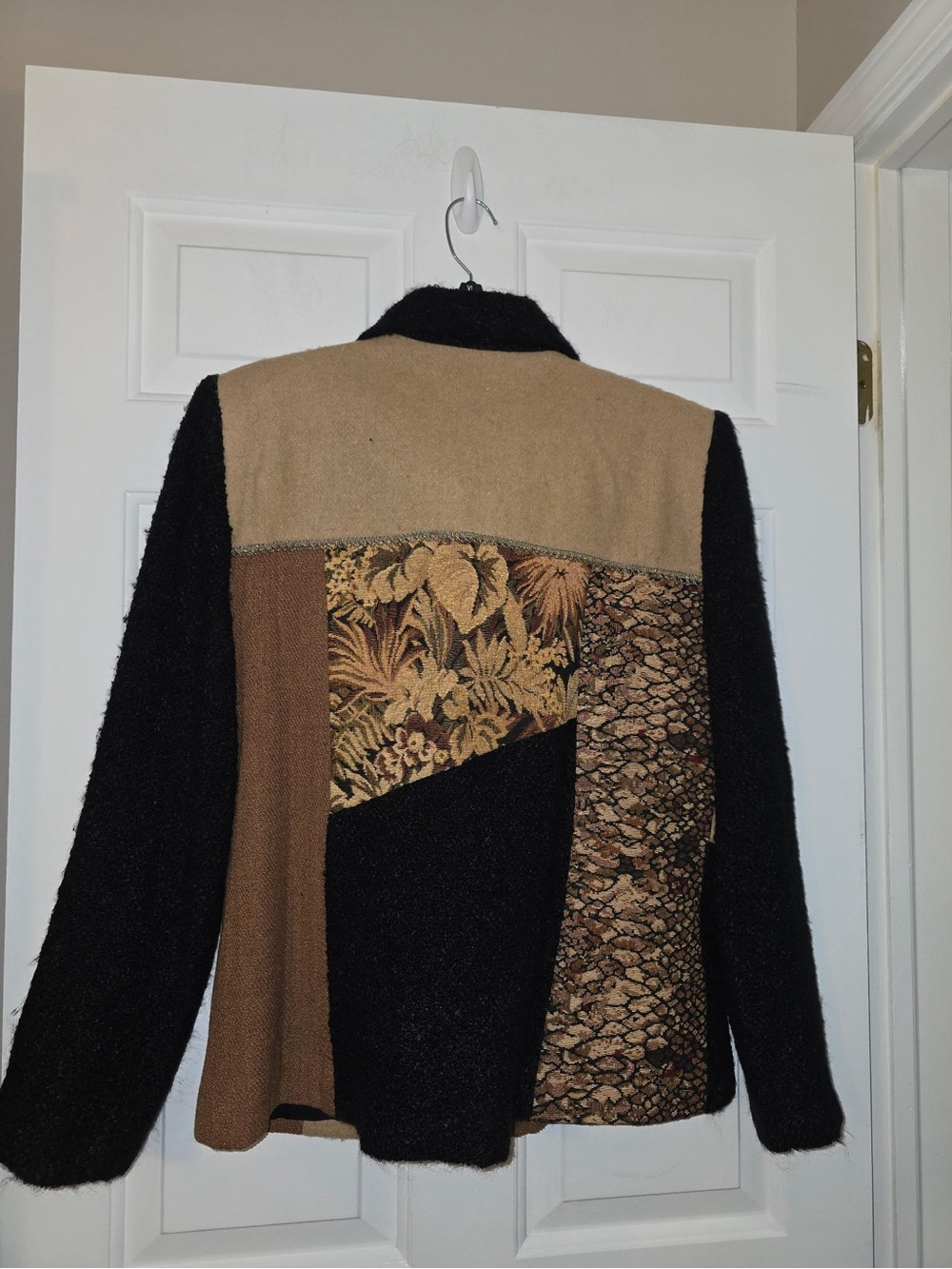 Allure Vintage Tapestry Patchwork Jacket Large NWT Embroidery Ribbon Tan Black - Picture 12 of 16